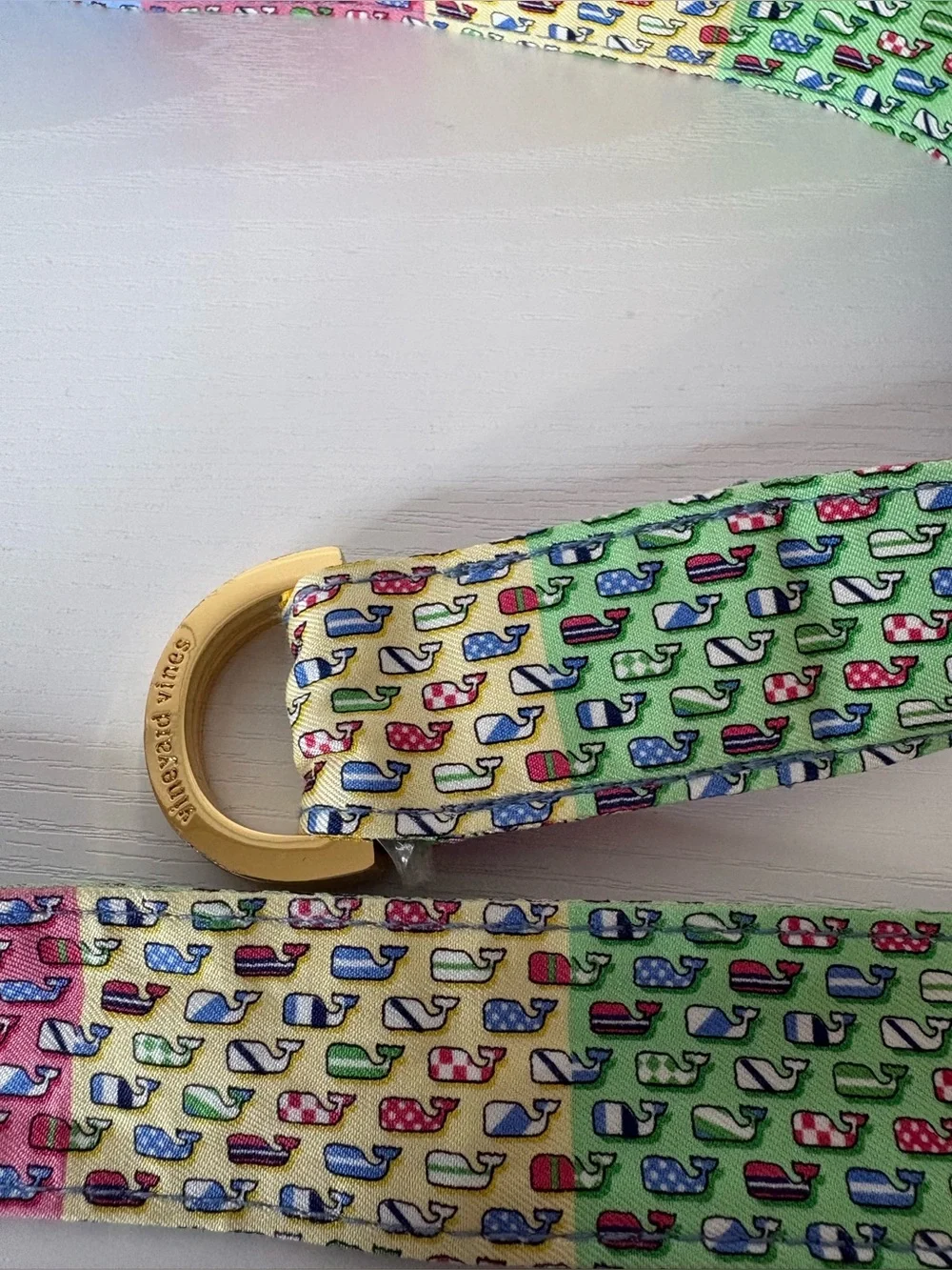Vineyard Vines Kentucky Derby Multicolor Whale Pattern Silk Belt S Gold D Ring